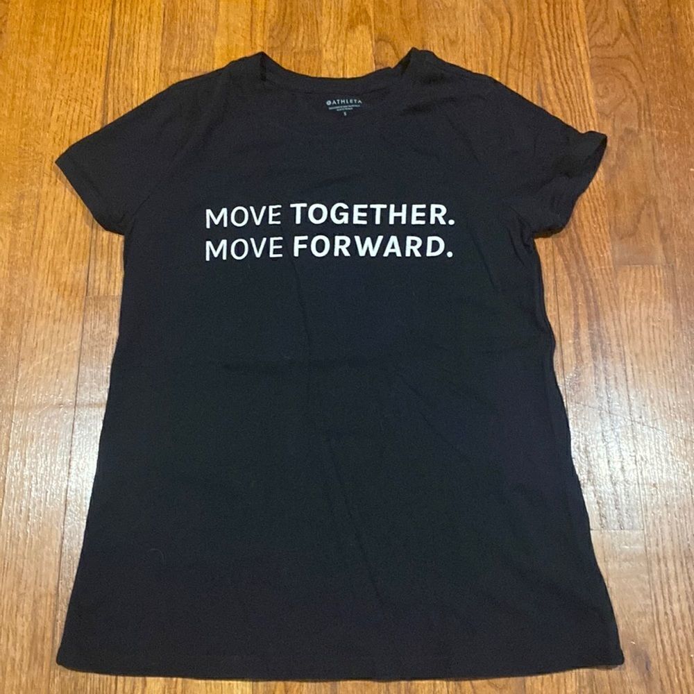 Athleta Move Together Move Forward 100% Cotton Black Basic Tee - Size S